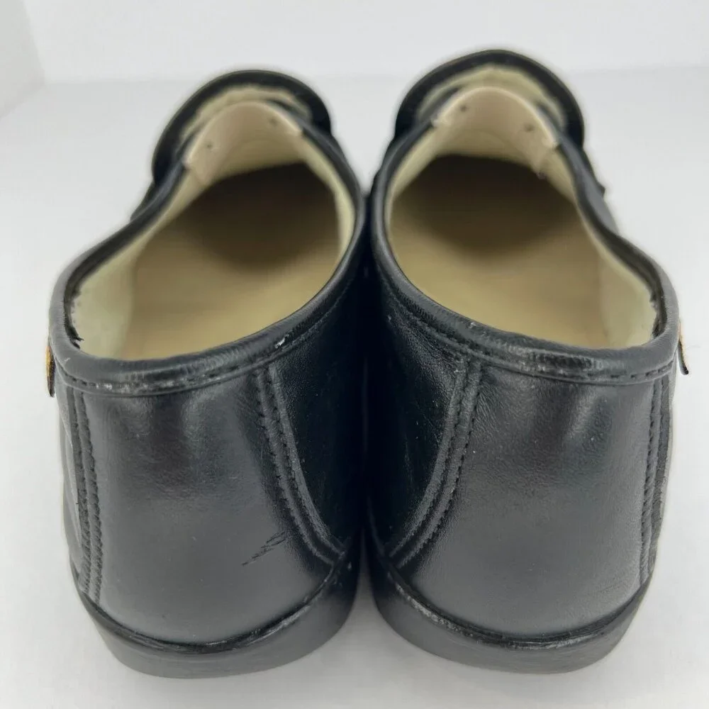 SAS Womens Black Penny Handsewn Leather Soft Teel Heel Slip-On Size 7 Loafers